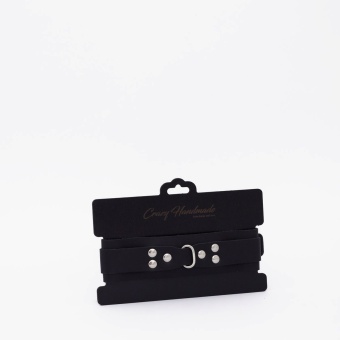 Черный ошейник из высококачественной натуральной кожи