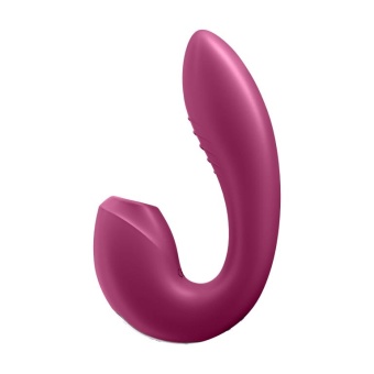 Вибратор с вакуумным стимулятором и приложением Satisfyer Sunray малиновый