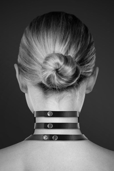 Чёрный широкий чокер с кольцом Bijoux Pour Toi