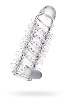 Насадка на пенис TOYFA A-Toys с вибропулей и шипами - 13,4 см.