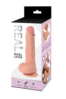 Реалистичный фаллоимитатор Real Dual Layer - 23 см