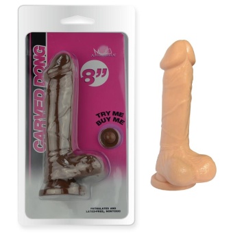 Телесный фаллоимитатор 8 Inch Carved DIldo - 22 см.