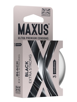 Черные утолщенные презервативы MAXUS Extra Strong с железным кейсом - 3 шт.