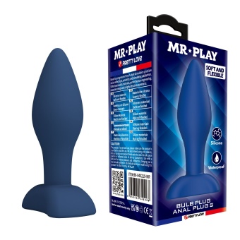 Синяя анальная пробка Bulb Plug S - 9 см.