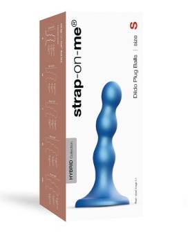 Рельефный фаллоимитатор Strap-On-Me Dildo Plug Balls размер S 12,5 см голубой