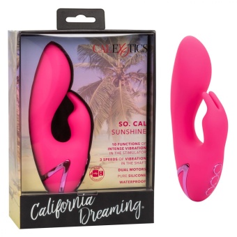 Вибратор со стимулятором клитора California Dreaming So. Cal Sunshine розовый