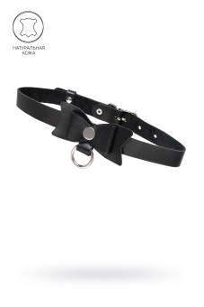 Черный чокер-ошейник с бабочкой и колечком