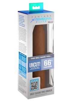 Кофейная насадка-удлинитель Uncut Silicone Penis Enhancer - 17,8 см.