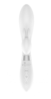 Белый вибратор-кролик Indeep Theona - 21,5 см.