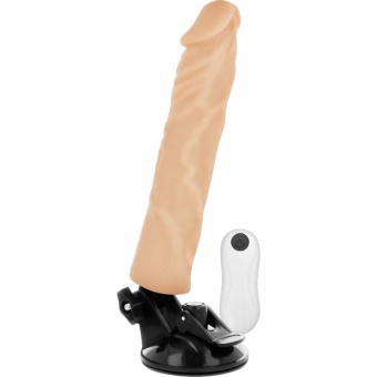 Телесный вибратор на мощной присоске Basecock Realistic Vibrator Remote Control - 21 см.