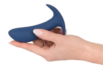 Синяя анальная втулка с вибрацией Vibrating Butt Plug - 12 см.