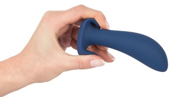 Синяя анальная втулка с вибрацией Vibrating Butt Plug - 12 см.