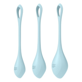 Набор из 3 голубых вагинальных шариков Satisfyer Yoni Power 2