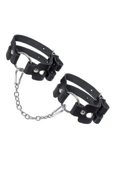 Черные кожаные оковы из двух ремешков