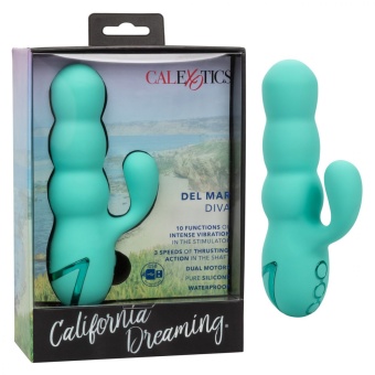 Вибратор с пульсирующей головкой California Dreaming Del Mar Diva бирюзовый