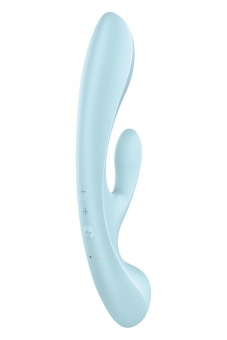 Двусторонний вибратор-кролик с 3 моторами Satisfyer Triple Oh голубой