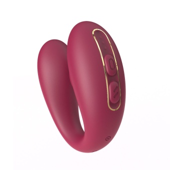 Бордовый вакуумный вибратор для пар Talia с пультом ДУ