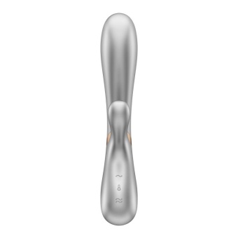 Вибратор с клиторальным стимулятором, приложением и подогревом Satisfyer Hot Lover серебро