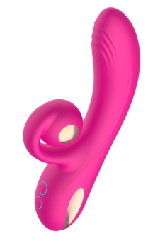 Розовый вибратор-кролик с функцией вращения ствола