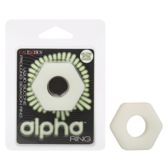 Светящееся в темноте эрекционное кольцо Alpha Sexagon Ring белое