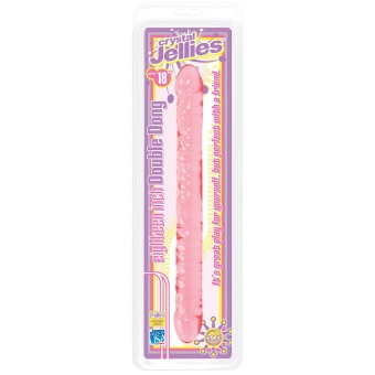 Двухсторонний фаллоимитатор Crystal Jellies розовый - 45 см