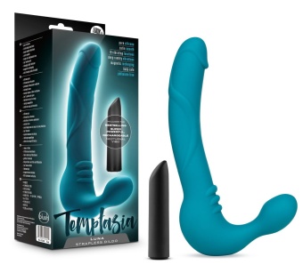 Бирюзовый безремневой страпон Luna Strapless Silicone Dildo - 22,86 см.