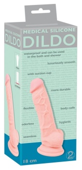 Гибкий силиконовый фаллоимитатор Medical Silicone Dildo - 18 см