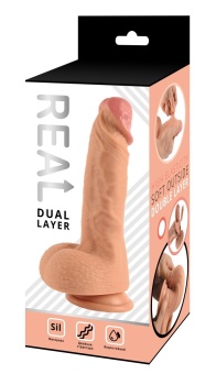  Реалистичный силиконовый фаллоимитатор Real Dual Layer  - 20 см