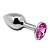 Серебристая анальная втулка с розовым кристаллом Mini Metal Butt Plug Size S - 7 см.