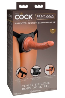 Страпон King Cock Elite с насадкой из силикона 18 см мулат