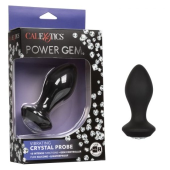 Анальная пробка с кристаллом и вибрацией Power Gem Vibrating Crystal Probe черная