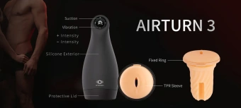 Мастурбатор-вагина Airturn3 с вибрацией и всасыванием