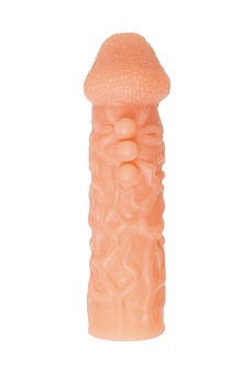 Телесная закрытая насадка с шершавой головкой Cock Sleeve Size M - 15,6 см.