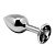 Серебристая анальная втулка с черным кристаллом Mini Metal Butt Plug Size S - 7 см.