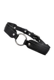 Черный кожаный чокер-ошейник со скруглёнными углами