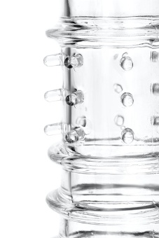 Прозрачная насадка на пенис TOYFA A-Toys с ребрами и точками - 15,3 см.