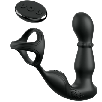 Стимулятор простаты с вибрацией эрекционным кольцом и пультом Ass-gasm Slide Glide чёрный
