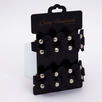 Черные кожаные наручники из звеньев