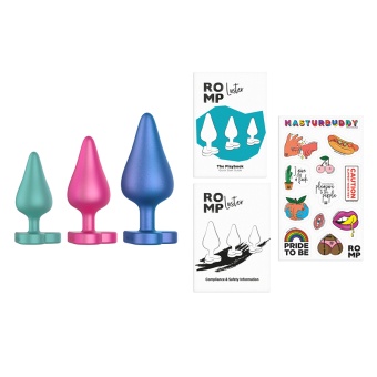 Набор анальных пробок Romp Luster с основанием сердечком