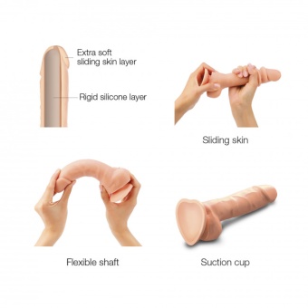 Реалистичный фаллоимитатор Strap-On-Me Sliding Skin L 14,2 см телесный