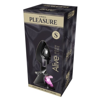 Анальная пробка Alive Mini Metal Butt Plug S с розовым кристаллом