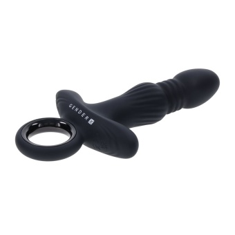 Черный анальный вибростимулятор с поступательными движениями Slayer - 20 см.