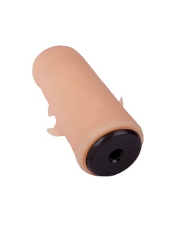 Черный пояс-трусики с двумя телесными насадками Soft-Dolli - 15,7 и 10 см.