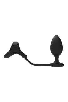 Черное эрекционное кольцо с анальной пробкой Cockstrap With Anal Plug