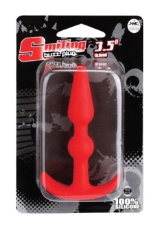 Красная анальная втулка T-SHAPE SILICONE BUTT PLUG RED - 8,9 см.