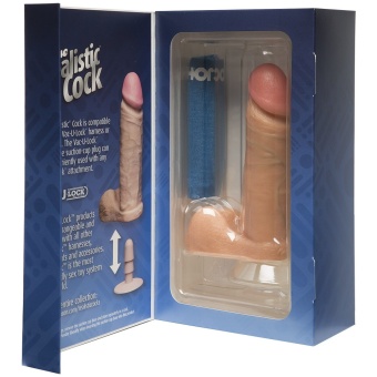 Реалистичный фаллоимитатор с мошонкой Doc Johnson Realistic Cock 15см телесный