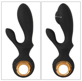 Черный вибратор-кролик с функцией расширения Inflatable Rabbit Vibrator - 18,3 см.