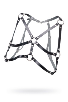 Черная кожаная портупея «Соблазн» с кольцами