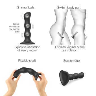 Фаллоимитатор с шариками Strap-On-Me Dildo Geisha Ball размер M 15,3 см черный