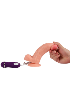 Реалистичный вибратор с мошонкой и пультом Real Basic Toy - 17 см